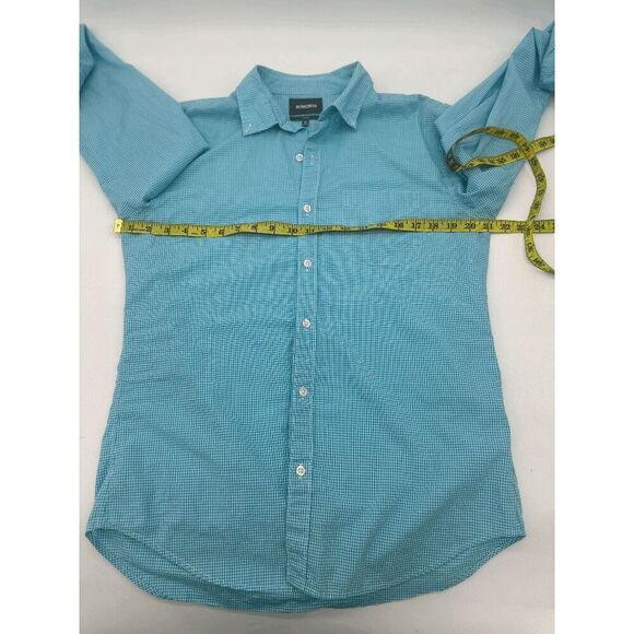 Bonobos Men Button Down Shirt Checkered Slim Fit Sz M Cotton Blue Made in India - Picture 5 of 6